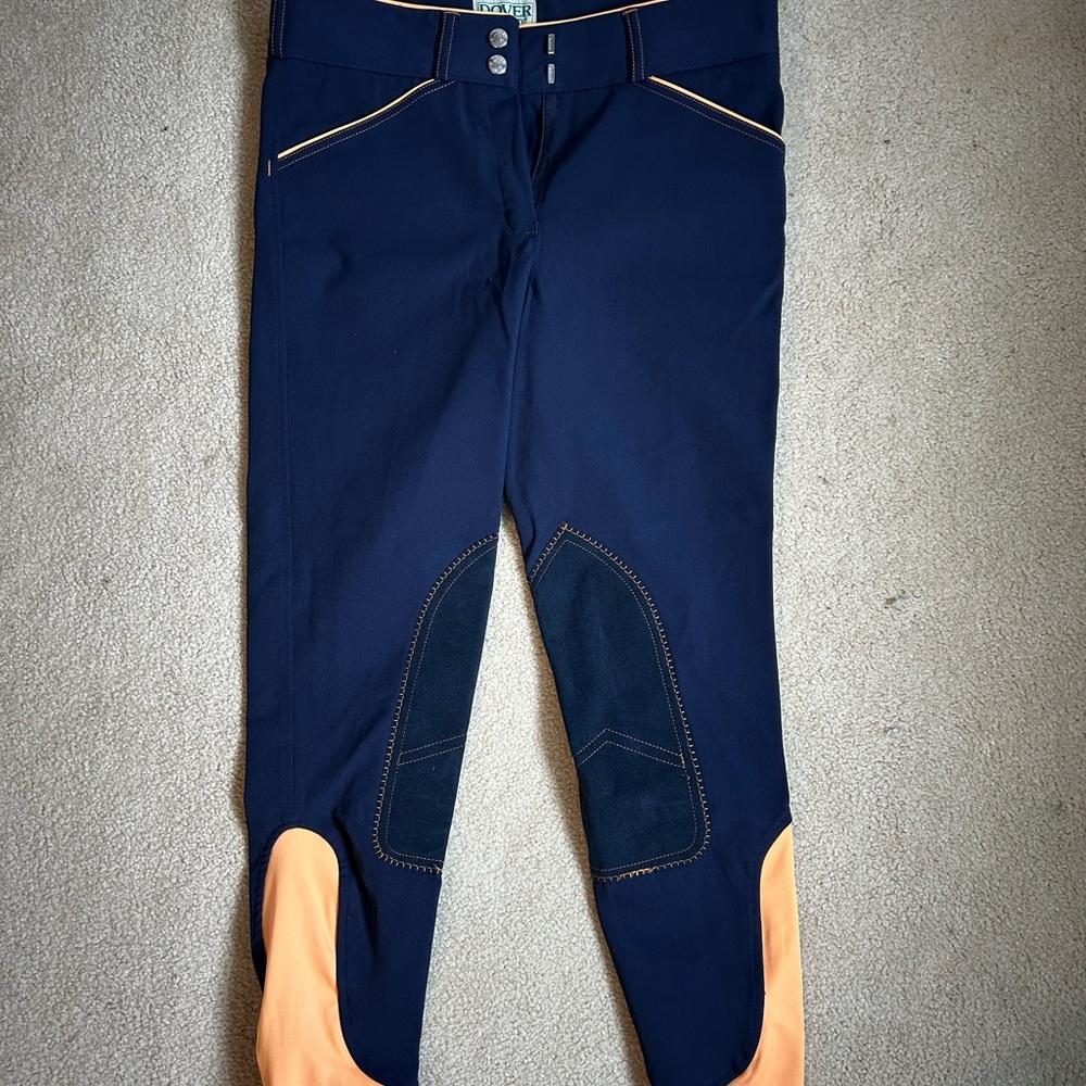 Dover Wellesley Full Seat Breech in Navy/Orange